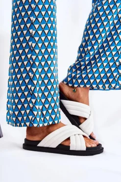 Boto Klapki Damskie Klasyczne*Klasyczne Damskie Klapki Skórzane Białe Daron