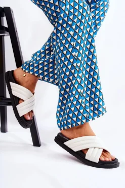 Boto Klapki Damskie Klasyczne*Klasyczne Damskie Klapki Skórzane Białe Daron