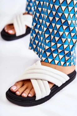 Boto Klapki Damskie Klasyczne*Klasyczne Damskie Klapki Skórzane Białe Daron