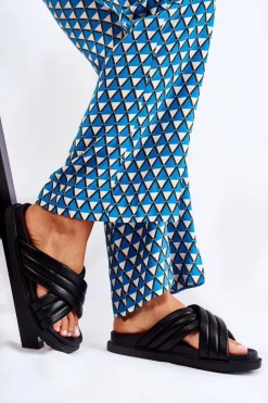 Boto Klapki Damskie Klasyczne*Klasyczne Damskie Klapki Skórzane Czarne Daron