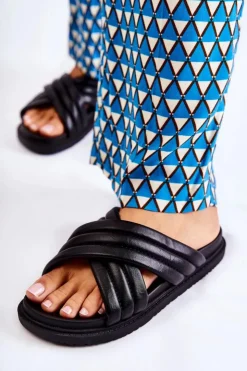 Boto Klapki Damskie Klasyczne*Klasyczne Damskie Klapki Skórzane Czarne Daron