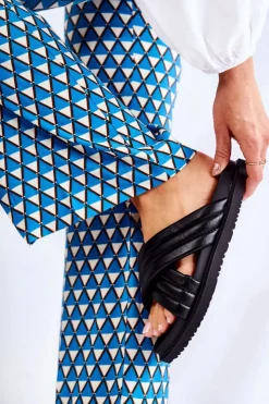 Boto Klapki Damskie Klasyczne*Klasyczne Damskie Klapki Skórzane Czarne Daron