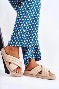 Damskie Boto Klasyczne Damskie Klapki Skórzane Beżowe Daron