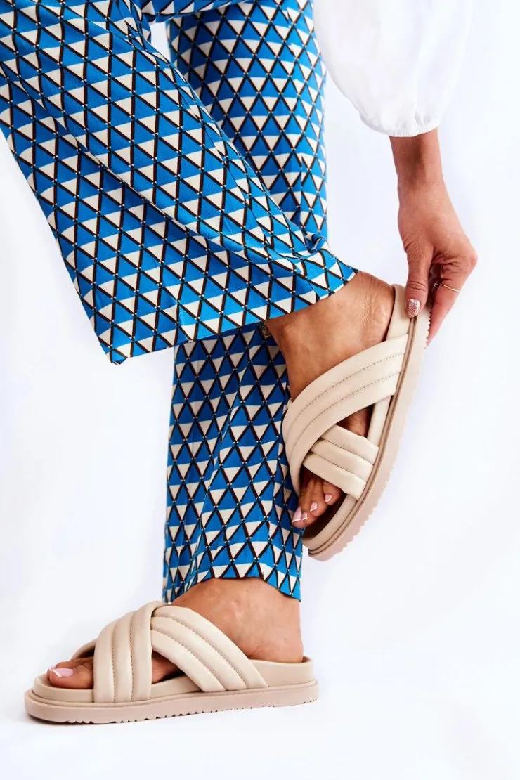 Damskie Boto Klasyczne Damskie Klapki Skórzane Beżowe Daron