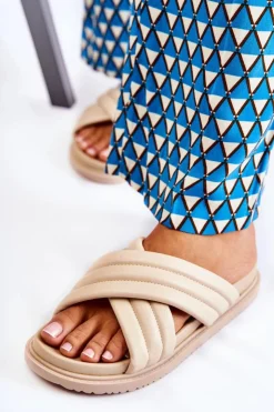 Damskie Boto Klasyczne Damskie Klapki Skórzane Beżowe Daron