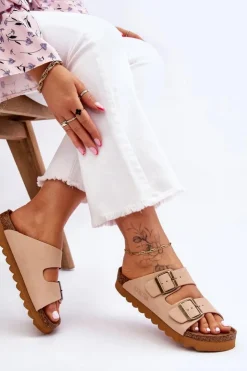 Big Star Shoes Klapki Damskie Big Star|Klapki Damskie Klasyczne*Klasyczne Damskie Klapki Big Star LL274478 Beżowe Beżowy