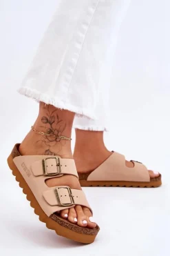 Big Star Shoes Klapki Damskie Big Star|Klapki Damskie Klasyczne*Klasyczne Damskie Klapki Big Star LL274478 Beżowe Beżowy