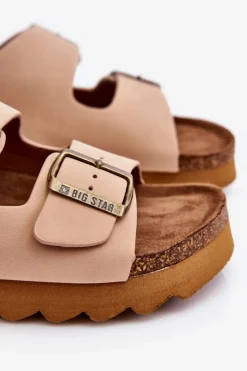 Big Star Shoes Klapki Damskie Big Star|Klapki Damskie Klasyczne*Klasyczne Damskie Klapki Big Star LL274478 Beżowe Beżowy
