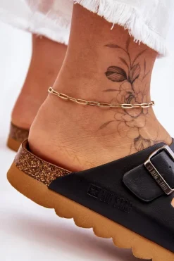 Damskie Big Star Shoes Klasyczne Damskie Klapki Big Star LL274477 Czarne