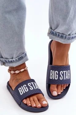 Damskie Big Star Shoes Klasyczne Damskie Klapki Big Star MM274714 Granatowe