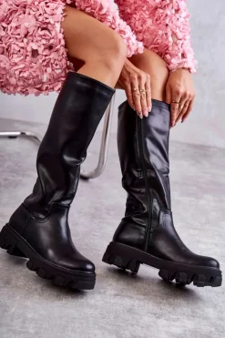 Damskie Boto Klasyczne Damskie Kozaki Do Kolana Czarne Clarisa