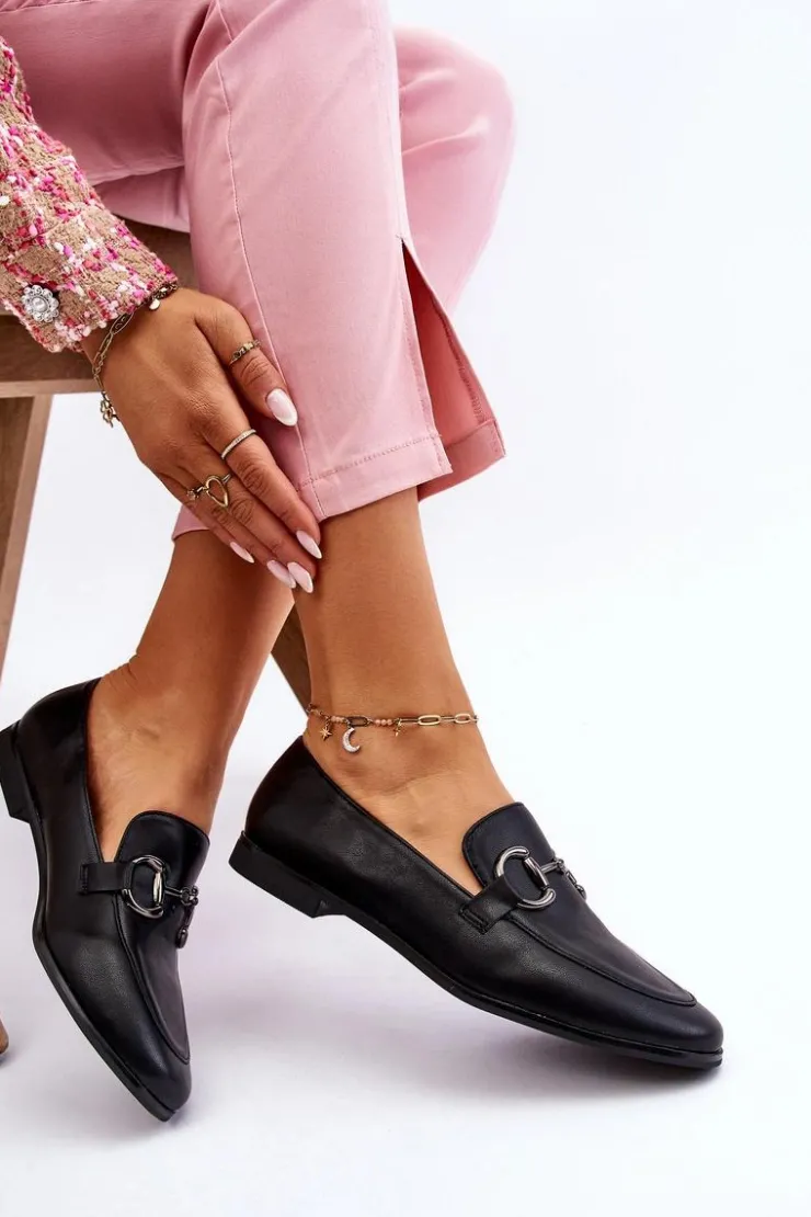 Damskie Boto Klasyczne Damskie Mokasyny Z Ozdobą Czarne Jamie