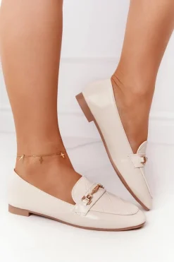 Boto Mokasyny Damskie Skórzane*Klasyczne Damskie Mokasyny Beżowe Eloquence