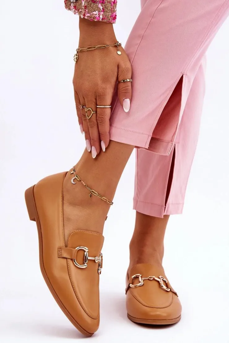 Online Boto Klasyczne Damskie Mokasyny Z Ozdobą Camel Jamie