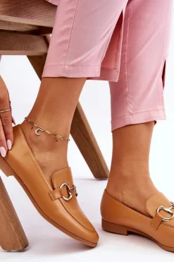 Online Boto Klasyczne Damskie Mokasyny Z Ozdobą Camel Jamie