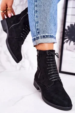 Discount Boto Klasyczne Damskie Ocieplane Botki Zamszowe Czarne Simplicity