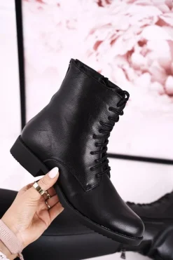 Boto Botki Sznurowane|Czarne Botki*Klasyczne Damskie Ocieplane Botki Ozdobny Suwak Czarne Simple