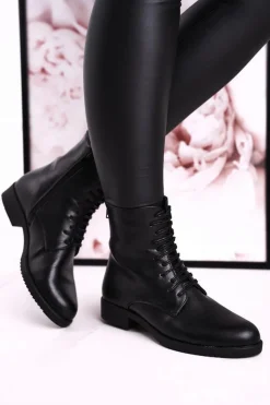 Boto Botki Sznurowane|Czarne Botki*Klasyczne Damskie Ocieplane Botki Ozdobny Suwak Czarne Simple