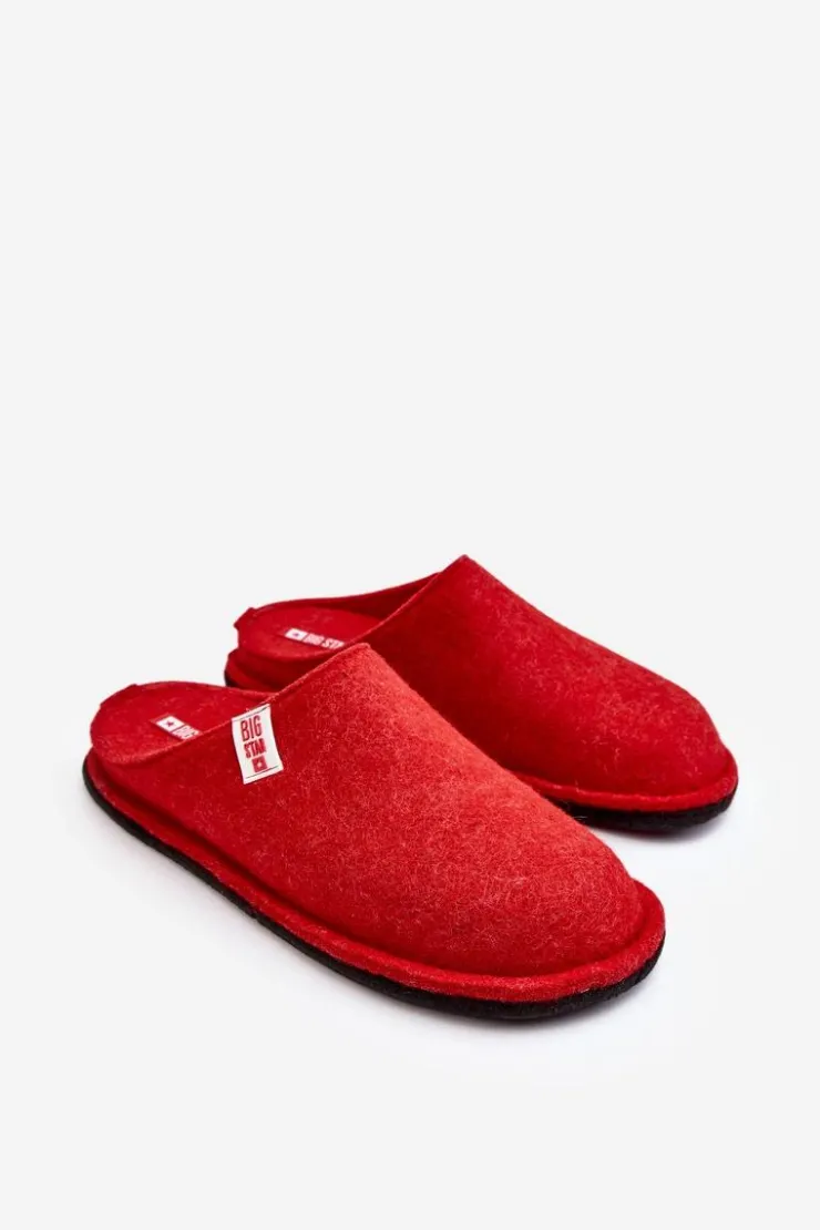 Big Star Shoes Kapcie Klasyczne*Klasyczne Damskie Papcie Big Star KK276012 Czerwone Czerwony