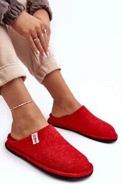 Big Star Shoes Kapcie Klasyczne*Klasyczne Damskie Papcie Big Star KK276012 Czerwone Czerwony