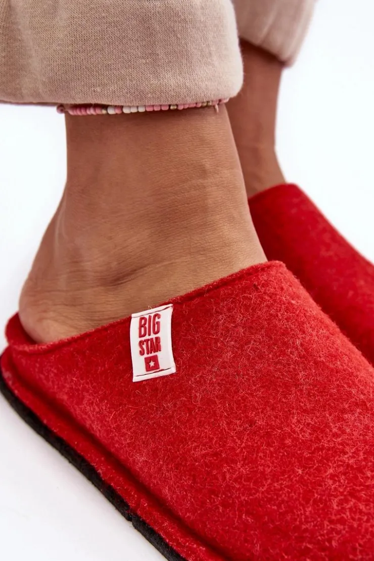 Big Star Shoes Kapcie Klasyczne*Klasyczne Damskie Papcie Big Star KK276012 Czerwone Czerwony