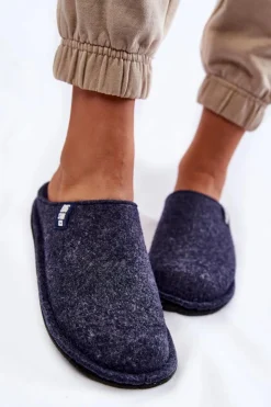 Big Star Shoes Klasyczne Damskie Papcie Big Star KK276013 Granatowe Niebieski