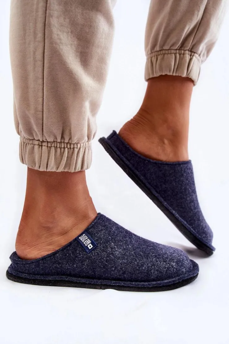 Big Star Shoes Klasyczne Damskie Papcie Big Star KK276013 Granatowe Niebieski