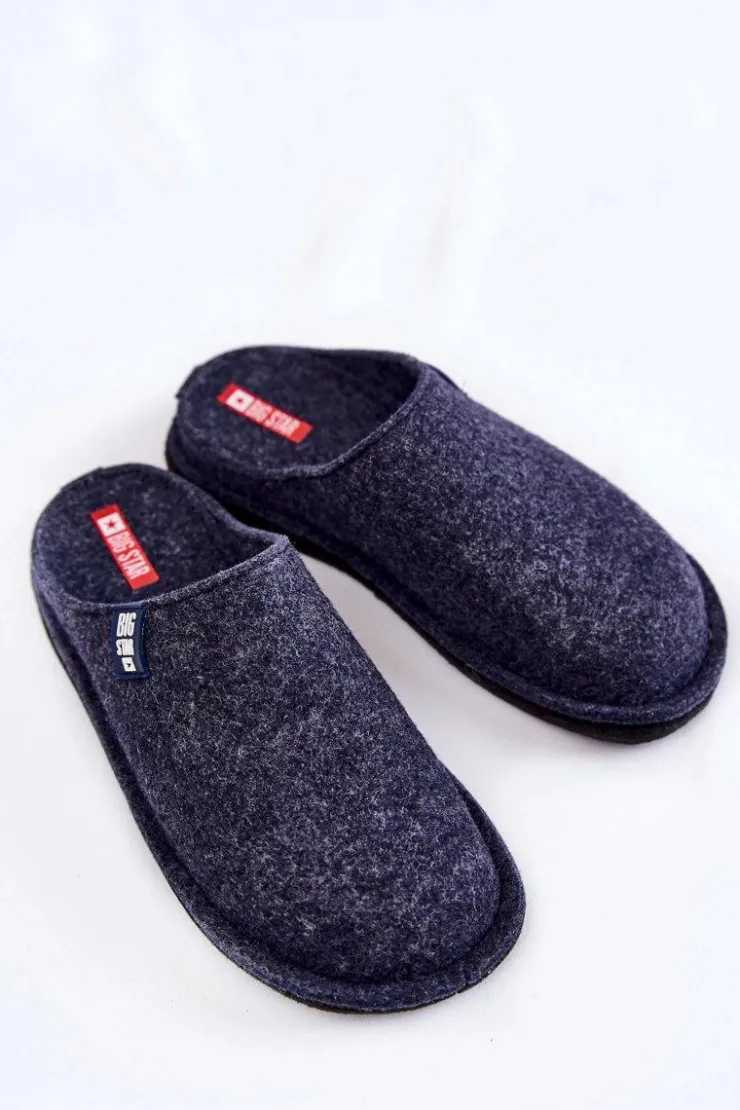 Big Star Shoes Klasyczne Damskie Papcie Big Star KK276013 Granatowe Niebieski