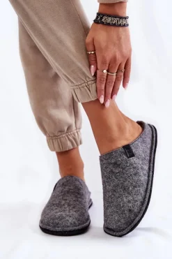 Damskie Big Star Shoes Klasyczne Damskie Papcie Big Star KK276014 Szare