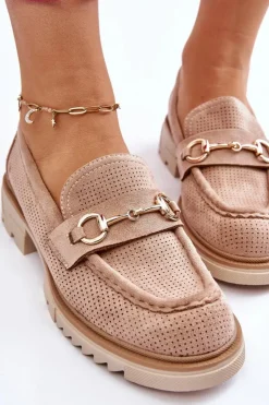 Boto Klasyczne Damskie Półbuty Mokasyny Beżowe Kolton