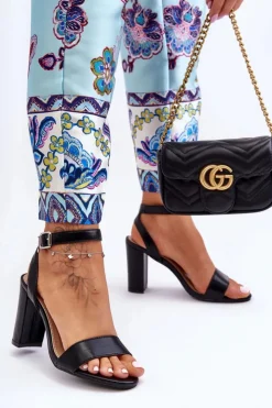 New Boto Klasyczne Damskie Sandały Na Słupku Czarne Treada