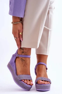 Damskie Boto Klasyczne Damskie Sandały Na Koturnie Fioletowe Malmo