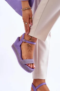 Damskie Boto Klasyczne Damskie Sandały Na Koturnie Fioletowe Malmo