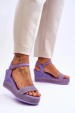 Damskie Boto Klasyczne Damskie Sandały Na Koturnie Fioletowe Malmo