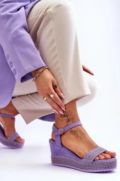 Damskie Boto Klasyczne Damskie Sandały Na Koturnie Fioletowe Malmo