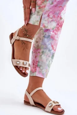 Sale Damskie buty S.Barski Klasyczne Damskie Sandały Z Ozdobami S.Barski SS27-79 Beżowe