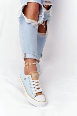 Big Star Shoes Trampki Damskie Big Star|Trampki Damskie Niskie*Klasyczne Damskie Trampki BIG STAR HH274457 Niebieskie