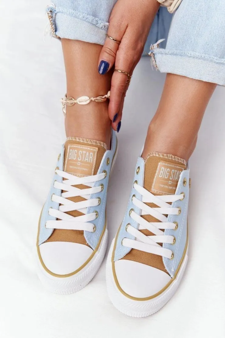 Big Star Shoes Trampki Damskie Big Star|Trampki Damskie Niskie*Klasyczne Damskie Trampki BIG STAR HH274457 Niebieskie