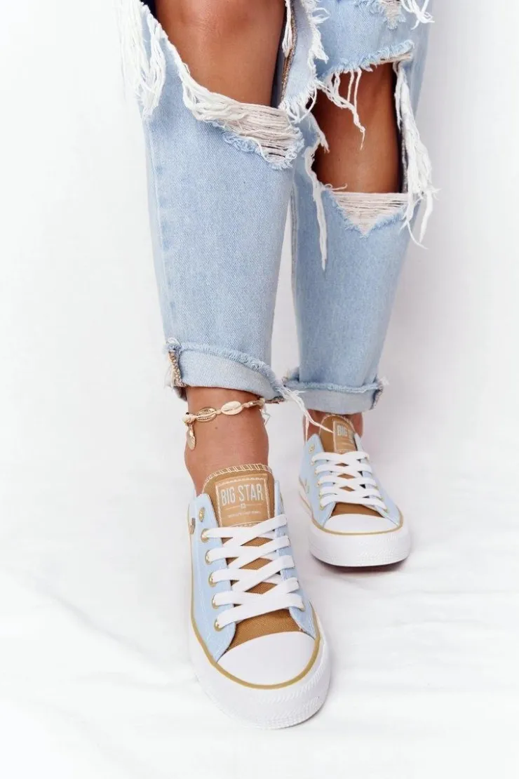 Big Star Shoes Trampki Damskie Big Star|Trampki Damskie Niskie*Klasyczne Damskie Trampki BIG STAR HH274457 Niebieskie