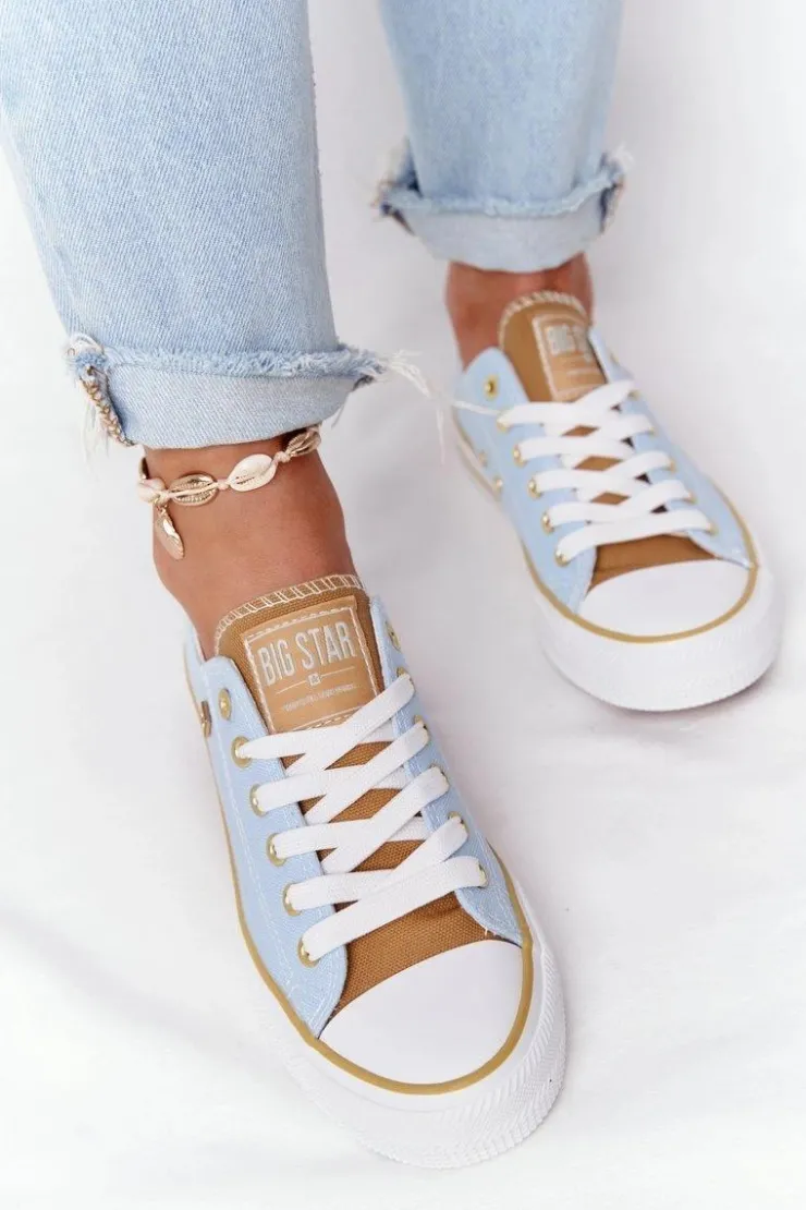 Big Star Shoes Trampki Damskie Big Star|Trampki Damskie Niskie*Klasyczne Damskie Trampki BIG STAR HH274457 Niebieskie
