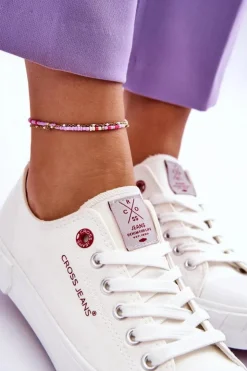Cross Jeans Trampki Damskie Cross Jeans|Trampki Damskie Niskie*Klasyczne Damskie Trampki LL2R4052 Białe