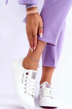 Cross Jeans Trampki Damskie Cross Jeans|Trampki Damskie Niskie*Klasyczne Damskie Trampki LL2R4052 Białe