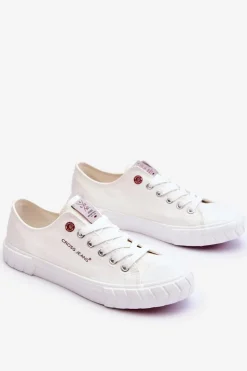 Cross Jeans Trampki Damskie Cross Jeans|Trampki Damskie Niskie*Klasyczne Damskie Trampki LL2R4052 Białe