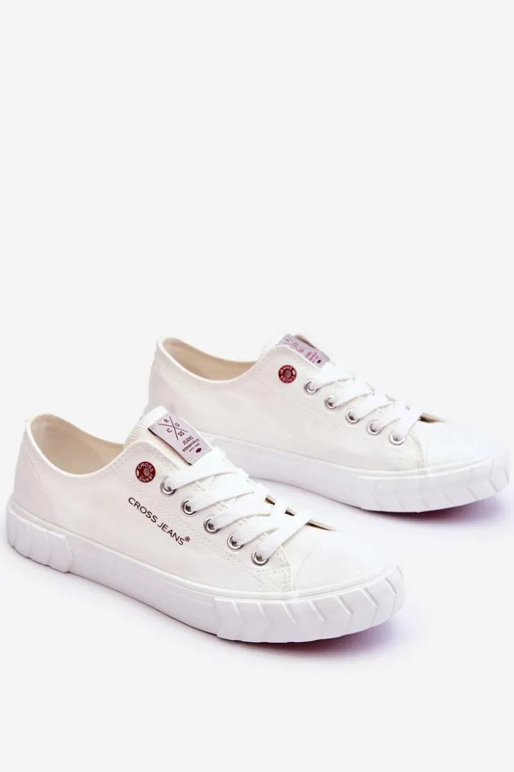 Cross Jeans Trampki Damskie Cross Jeans|Trampki Damskie Niskie*Klasyczne Damskie Trampki LL2R4052 Białe