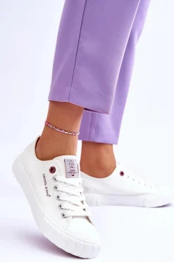 Cross Jeans Trampki Damskie Cross Jeans|Trampki Damskie Niskie*Klasyczne Damskie Trampki LL2R4052 Białe