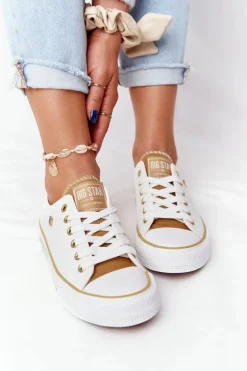 Damskie Big Star Shoes Klasyczne Damskie Trampki BIG STAR HH274458 Białe