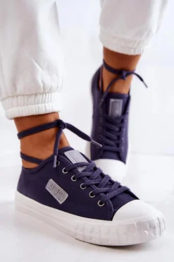 Big Star Shoes Trampki Damskie Big Star|Trampki Damskie Niskie*Klasyczne Damskie Trampki BIG STAR JJ274494 Granatowe Niebieski