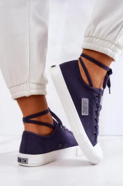 Big Star Shoes Trampki Damskie Big Star|Trampki Damskie Niskie*Klasyczne Damskie Trampki BIG STAR JJ274494 Granatowe Niebieski