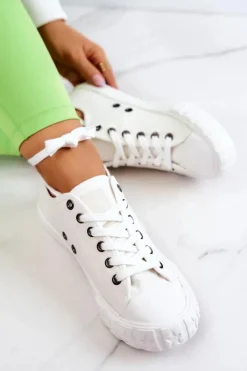 Damskie Big Star Shoes Klasyczne Damskie Trampki BIG STAR JJ274493 Białe