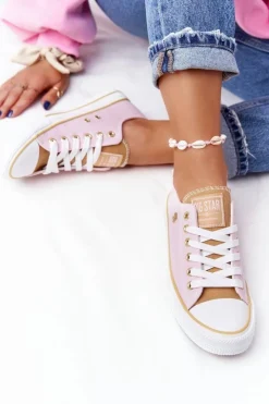 Best Big Star Shoes Klasyczne Damskie Trampki BIG STAR HH274455 Różowe